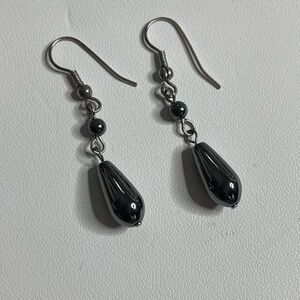 Hematite Drop Earrings Hand Crafted